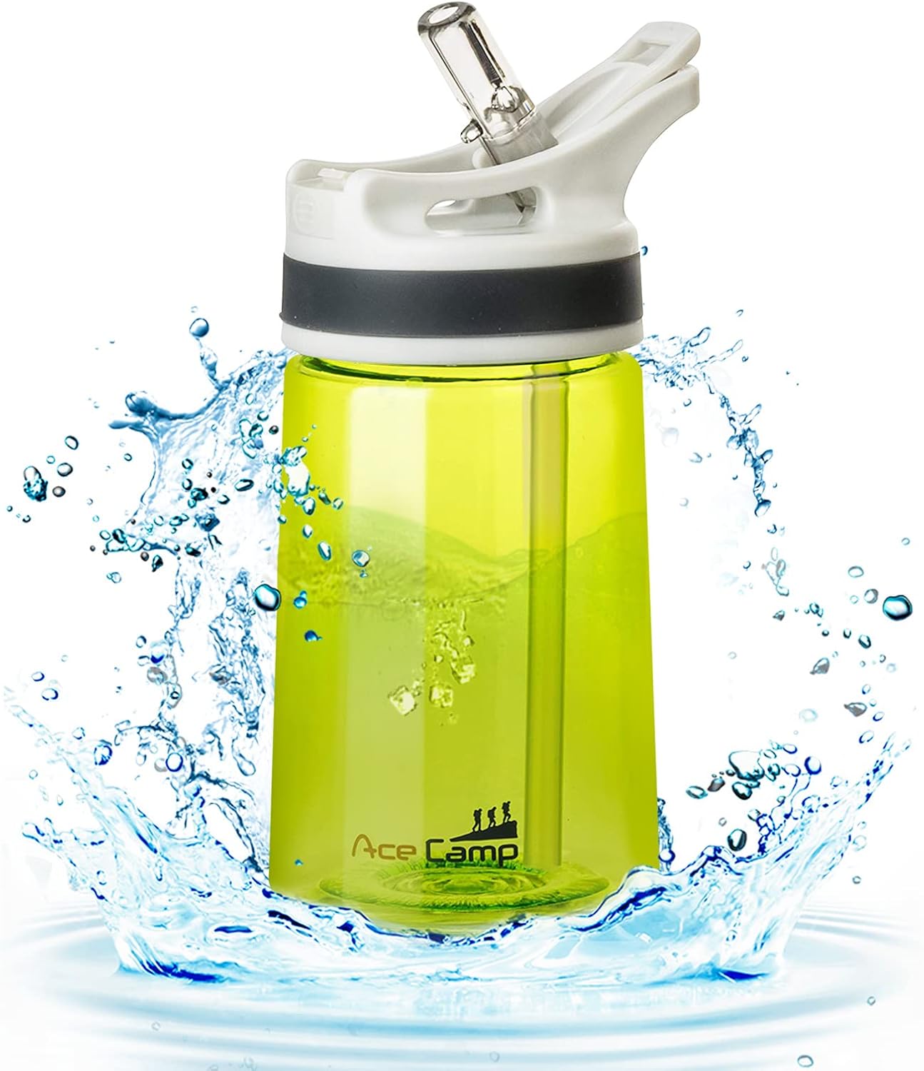 AceCamp 2 X TRITAN Botella De Agua | Botella De Agua A Prueba De Fugas Sin BPA | Botella Deportiva Pajita I 750 Ml I Paquete Doble Grau I 15561