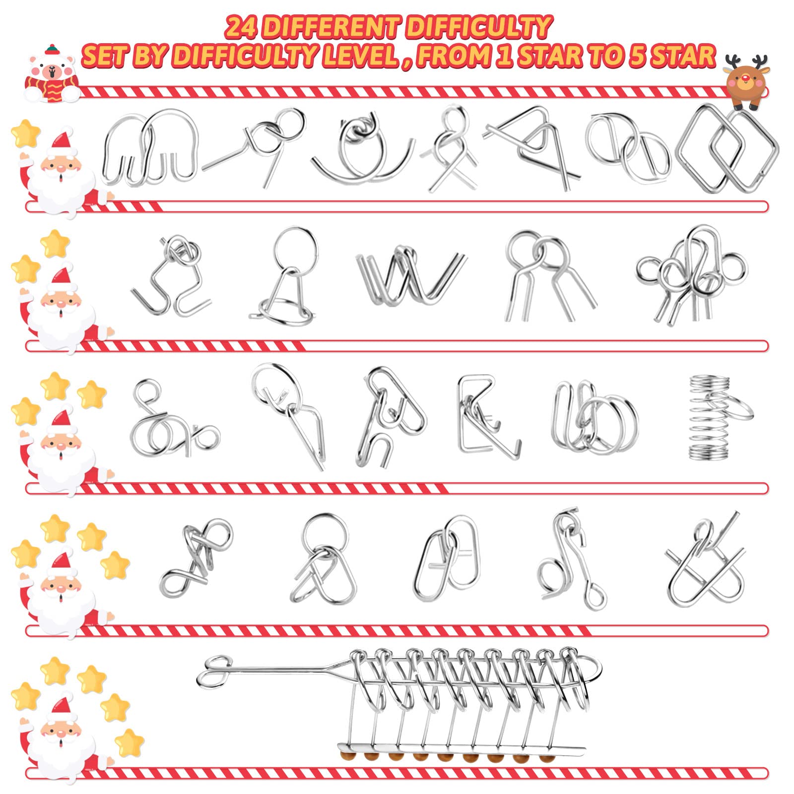 Ucouper Adventskalender Mit 24 Metallpuzzles – Knobelspiele Für Kinder & Erwachsene, In Geschenkbox