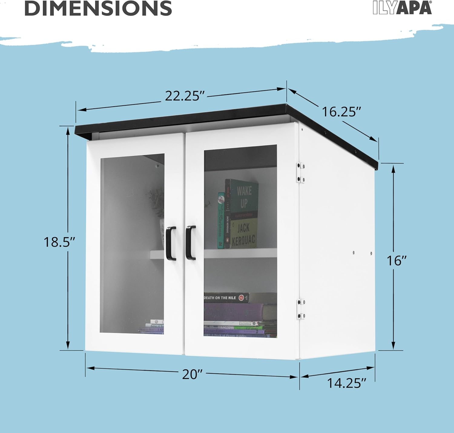 Ilyapa Outdoor Library Book Box - Free Literature Exchange Kit for Outside - White Powder Coated Steel - with Easy 4x4 Post Mount - 20x14x19 Inch White Double Door