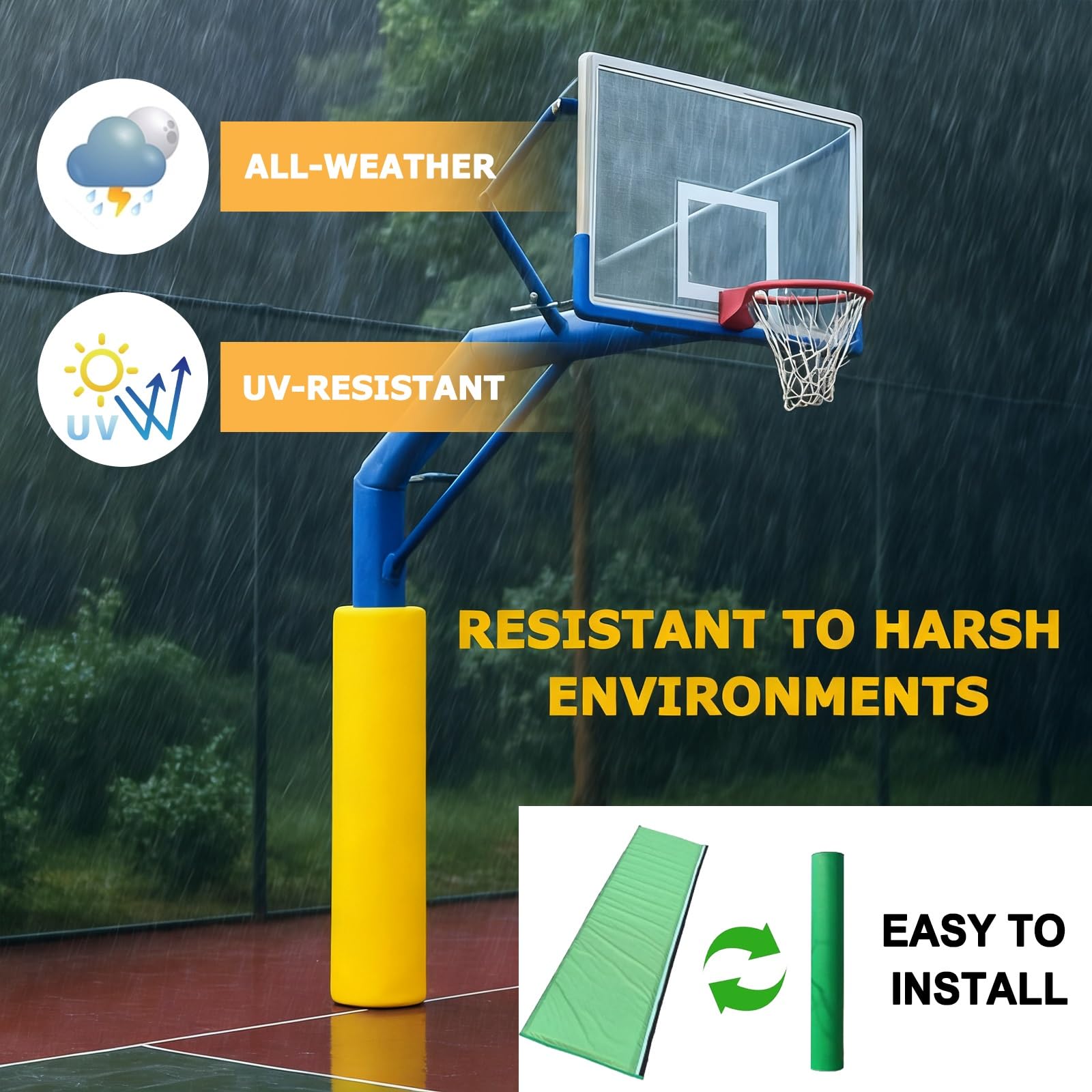 Almohadilla Protectora Redonda for Postes de Baloncesto, for Exteriores, Resistente a la Intemperie, for Postes de Electricidad, Cubiertas antichoque for Postes de Garaje(H 5FT,Dia 2.5")