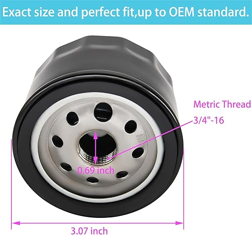 Miniatura 3 de KIE 696854 Filtro de aceite, filtro de aceite para cortacésped compatible con John Deere AM125424, Kawasaki 49065 7007