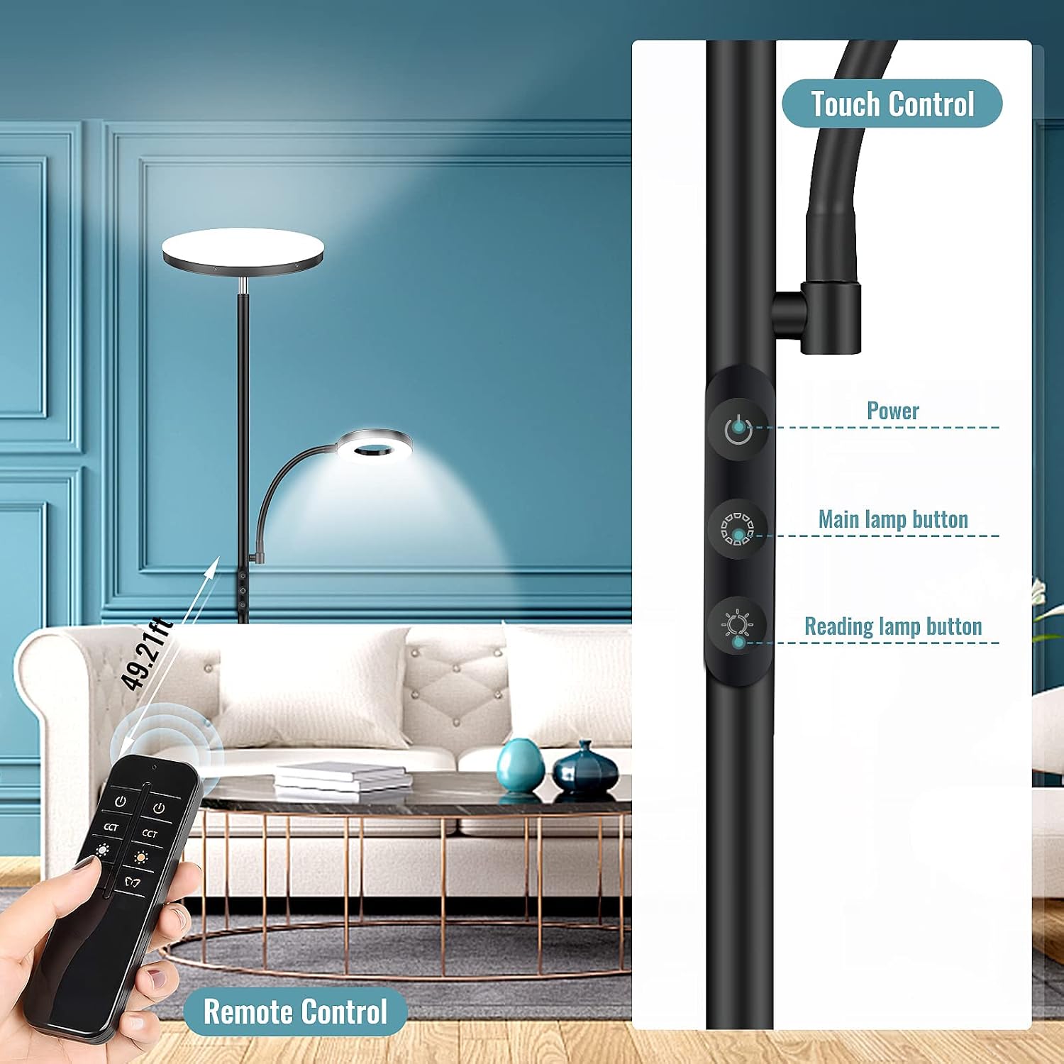 Remote Controller for E Floor Lamp with Reading Light-Black image 4