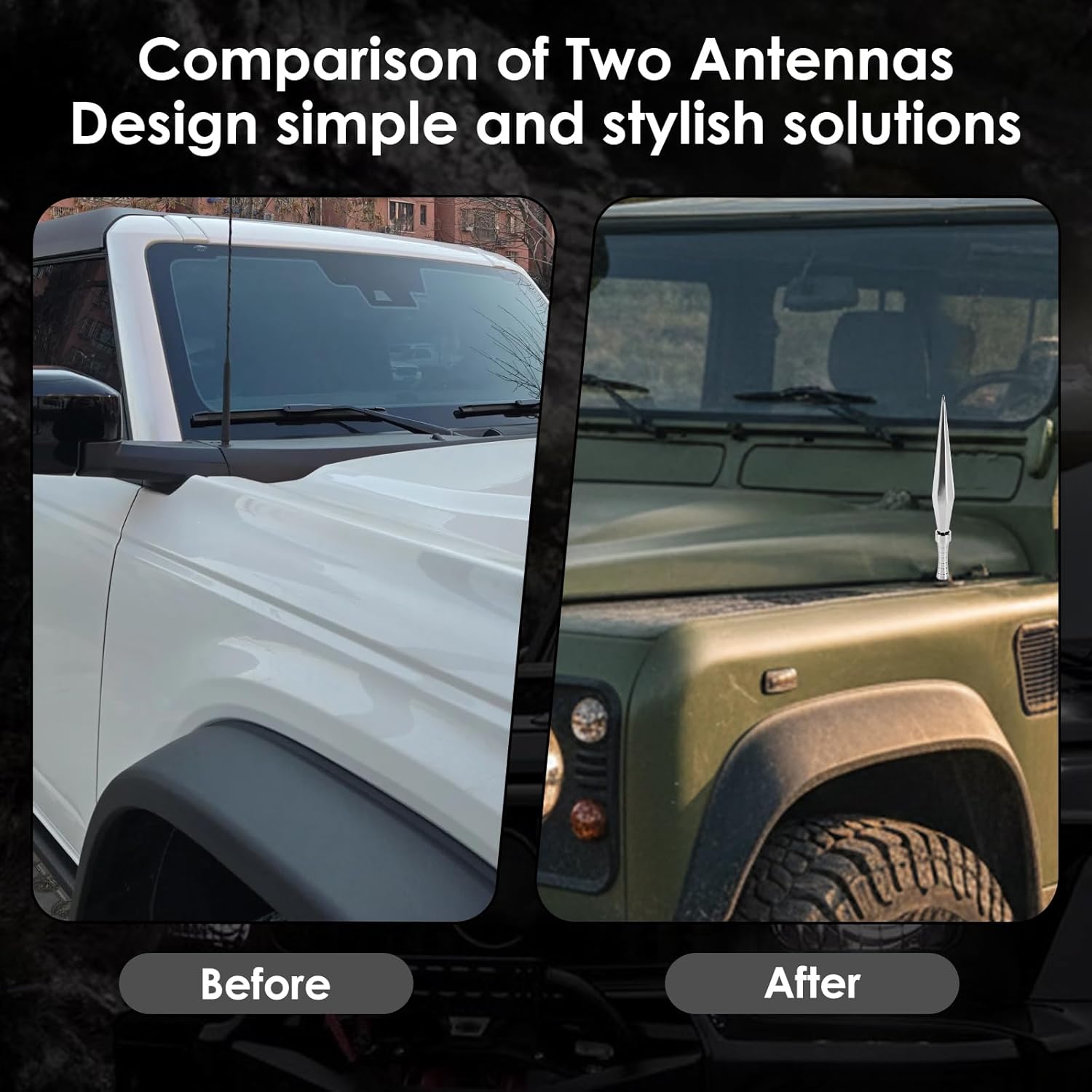 6.6inch Chrome Polygonal Antenna Replacement for Chevy Silverado Dodge Ford F150 F250 F350 RAM 1500 2500 Raptor Truck Antenna Accessories Ford Jeep Wrangler