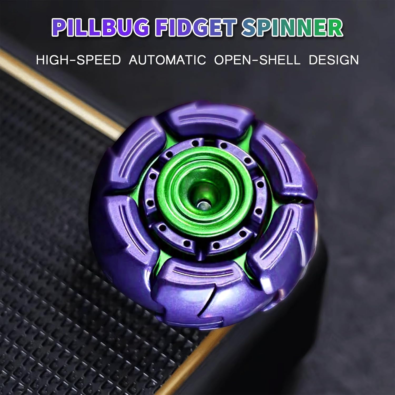 SKEDC Pillbug Fidget Spinner, Alloy Open-Shell Fidget Spinners for Adults, EDC Metal Fidget Spinner for ADHD/ADD/Autism, Stress Relief Decompression Toys (Purple/Green)