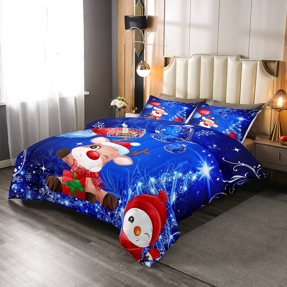 Biancheria da letto con motivo natalizio - Marroncino / rosso, flanella
