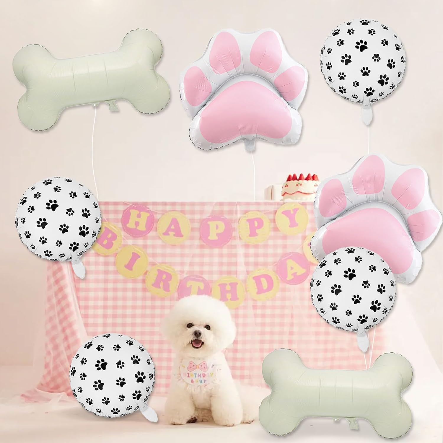 8 Pcs Dog Balloons 30 Inch Bone Foil Balloons Paw Print Balloon Dog Birthday Decorations Pink Dog Paw Balloon Pets Puppy Themed Birthday Party Decorations Supplies image 5