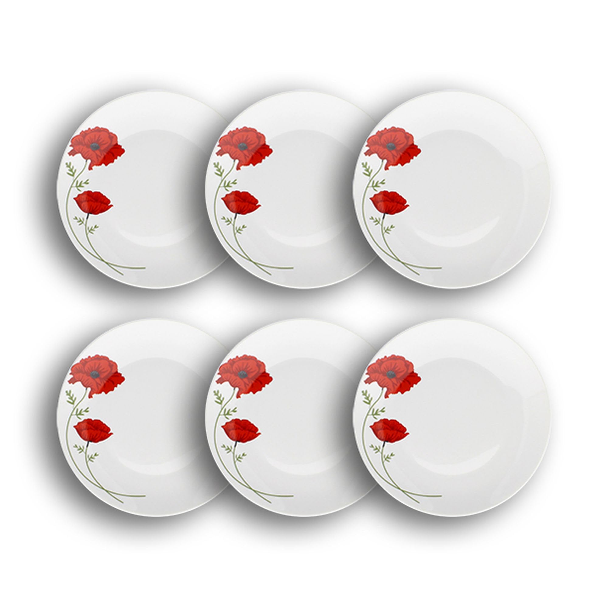 NOVASTYL - Lot 6 assiettes plates coquelicot 27cm en porcelaine - 2614925