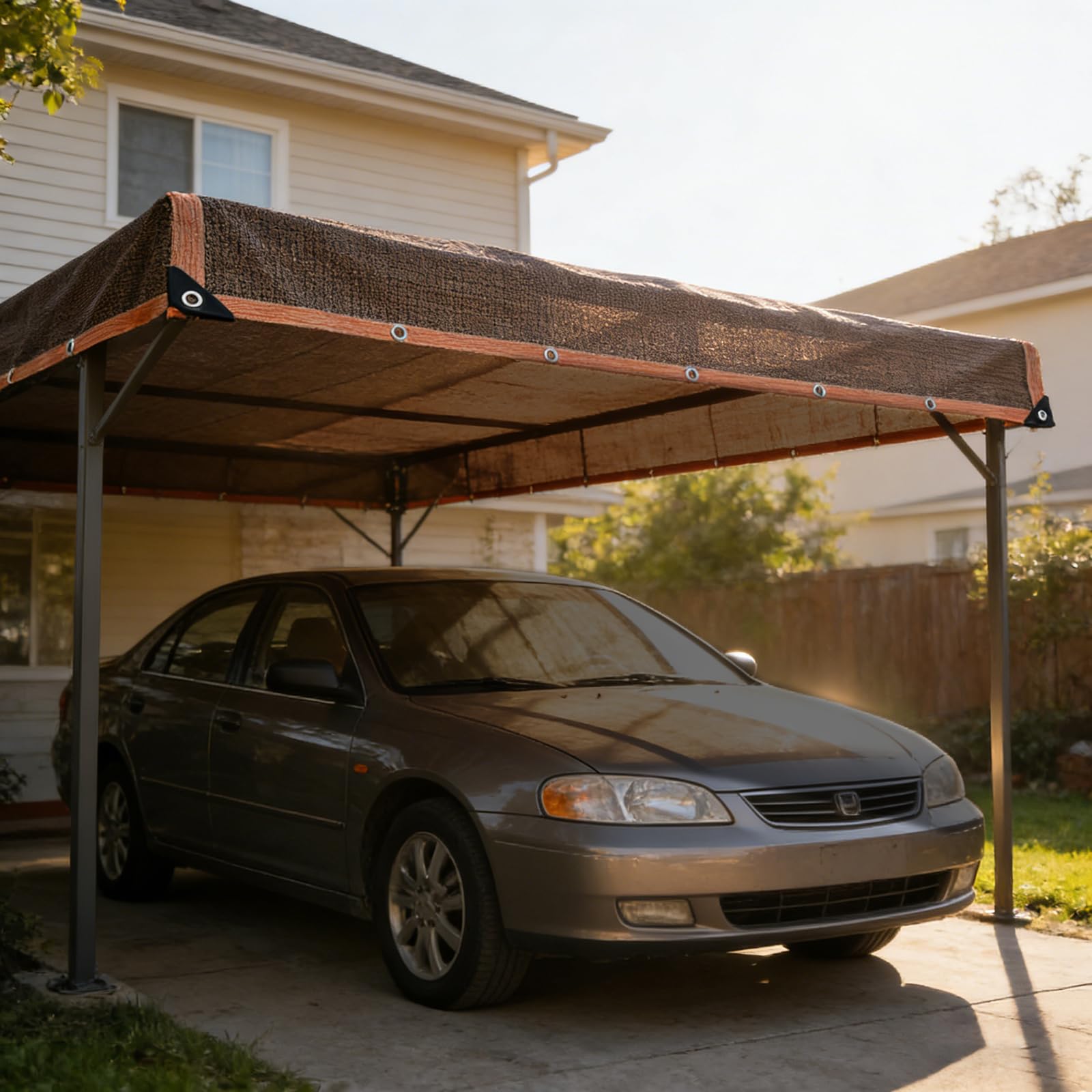 Red de Sombreado 1.2x9.8m, Tejido con 90% de Sombreado, Toldo de Malla con Ojales, Protección Solar y Aislamiento Térmico, Resistente al Polvo y a los Rayos UV, para Patio, Jardín, Marrón