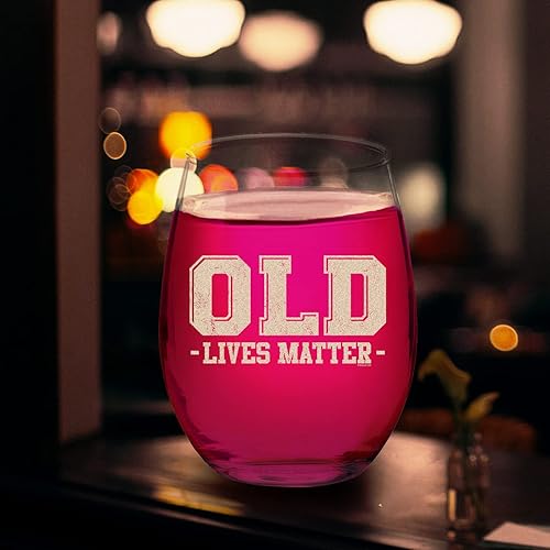 Miniatura 5 de Old Lives Matter - Regalo divertido de cumpleaños, regalos de despedida de soltero, copa de vino sin tallo (transparente, vidrio)