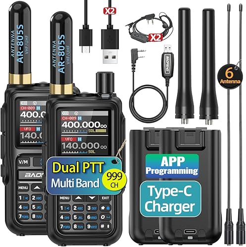 Ham Radio BAOFENG Radio UV-5R MINI Handheld UV5R Long Range Walkie Talkies Rechargeable Emergency NOAA Weather Two Way Radios APP Programming Dual PTT USB-C Charger for Hunting Survival Gear,2 Pack