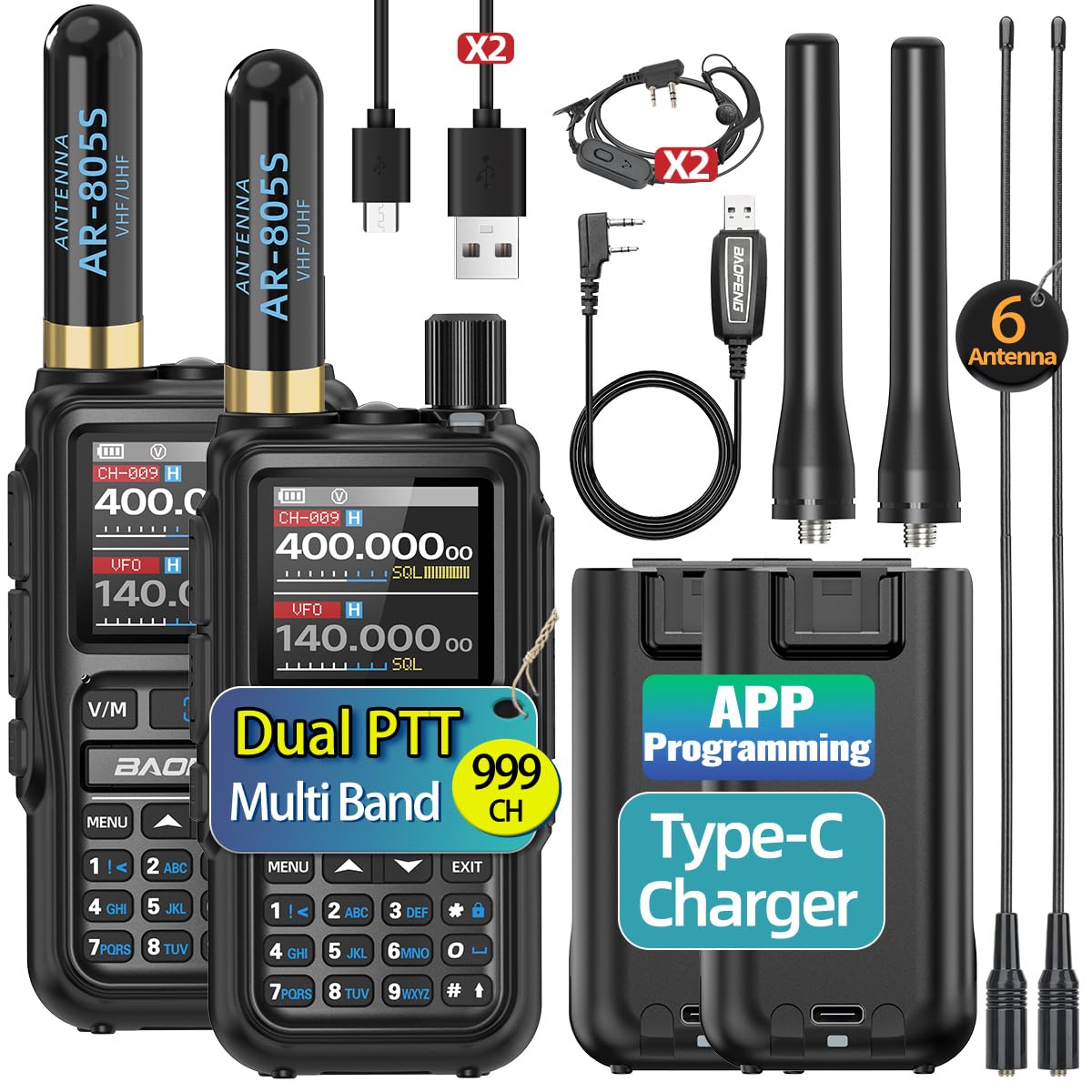 Ham Radio BAOFENG Radio UV-5R MINI Handheld UV5R Long Range Walkie Talkies Rechargeable Emergency NOAA Weather Two Way