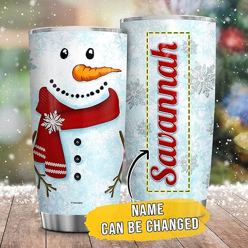 Miniatura 2 de WASSMIN Vaso personalizado de acero inoxidable con tapa de muñeco de nieve de 20 onzas, 30 onzas, doble pared aislada al vacío, taza de café, taza