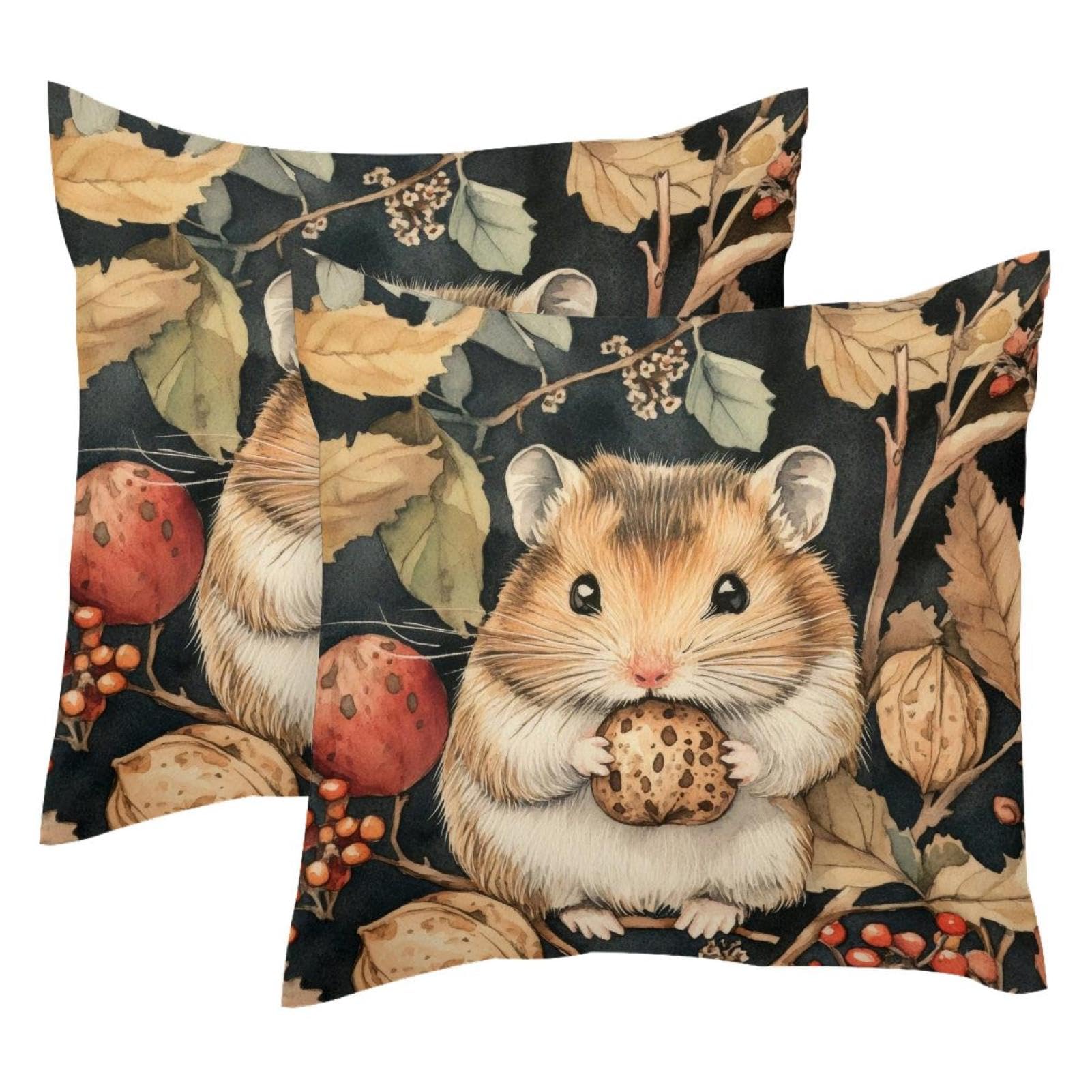 Housses de coussin en velours hamster 50x50 cm lot de 2