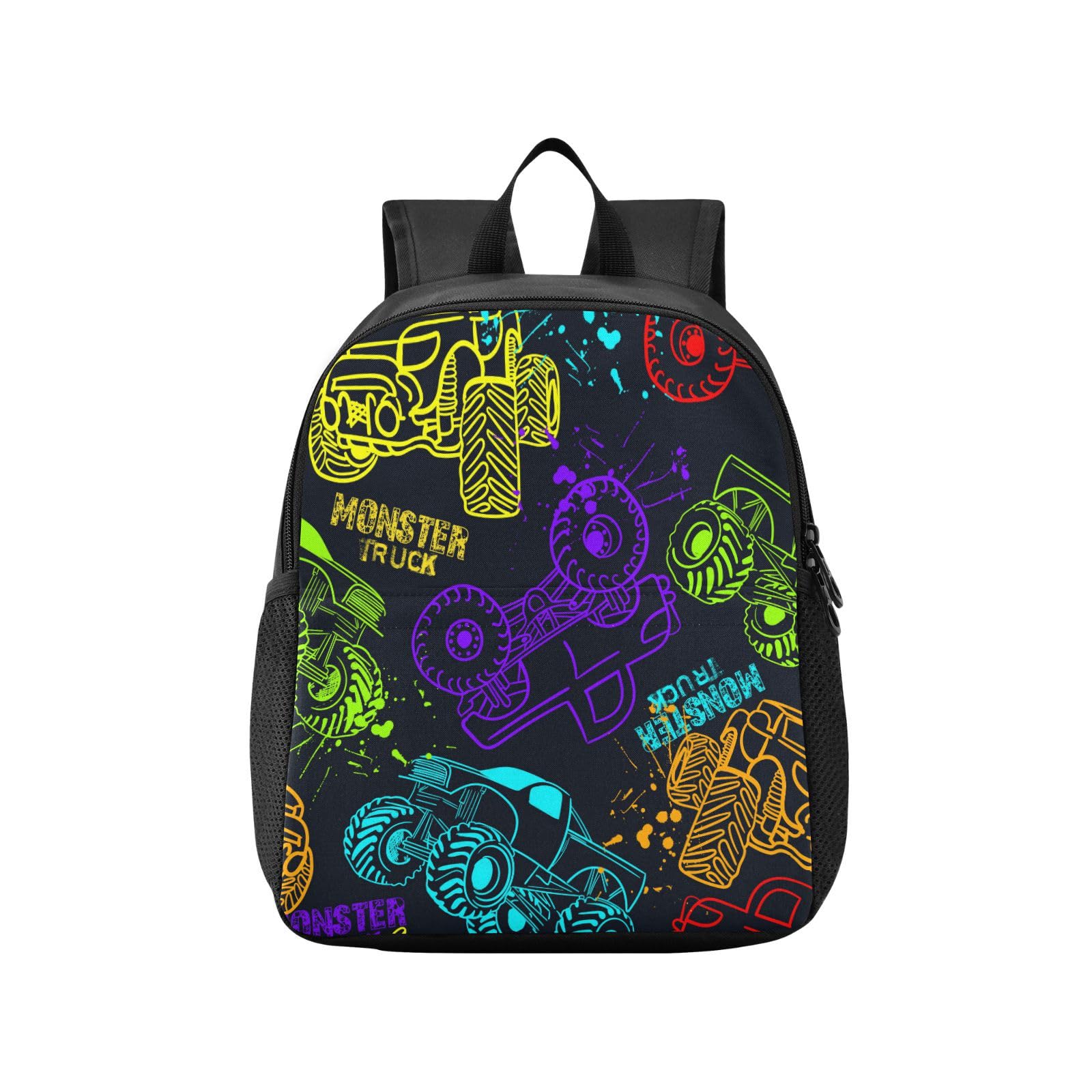Sletend Colorful Monster Truck Toddler Backpack Waterproof Mini Backpack Boys/Girls Cute Small Kindergarten Pre School Bag