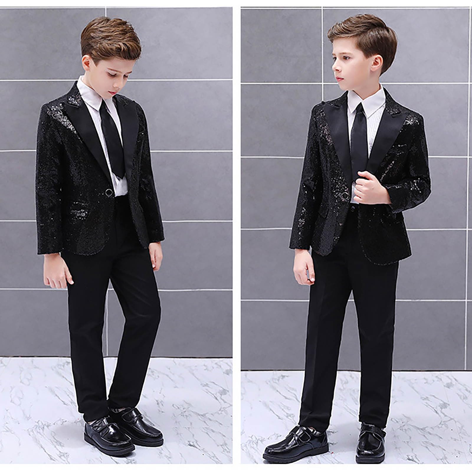 Generisch Kinder T-Shirt Jungen Mädchen Elegante rote Paillettenjacke für Jungen ideal für Hochzeiten Partys festliche Anlässe hochwertige Kinderbekleidung mit funkelnden Details