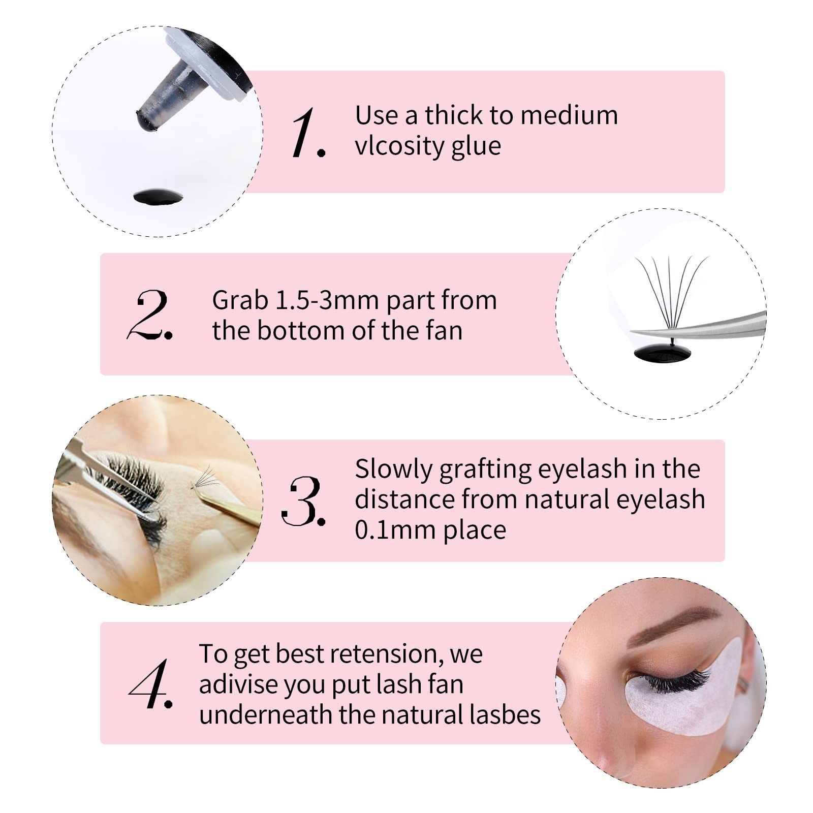 Premade Volume Eyelash Extensions 5D 0.07 C Curl 1000pcs Russian Lashes 9-16mm Mixed Tray Pre-Made Russian Lashes Handmade Promade Loose Fans - Image 4