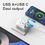UK Irlande Hong Kong Adaptateur de prise de voyage, HITRENDS Canada US à UK Adaptateur de prise avec 2 Débarquements américains & USB-A &USB-C, Type G 4 en 1 Adaptateur de voyage à l'Angleterre Écosse Singapour - paquet de 1