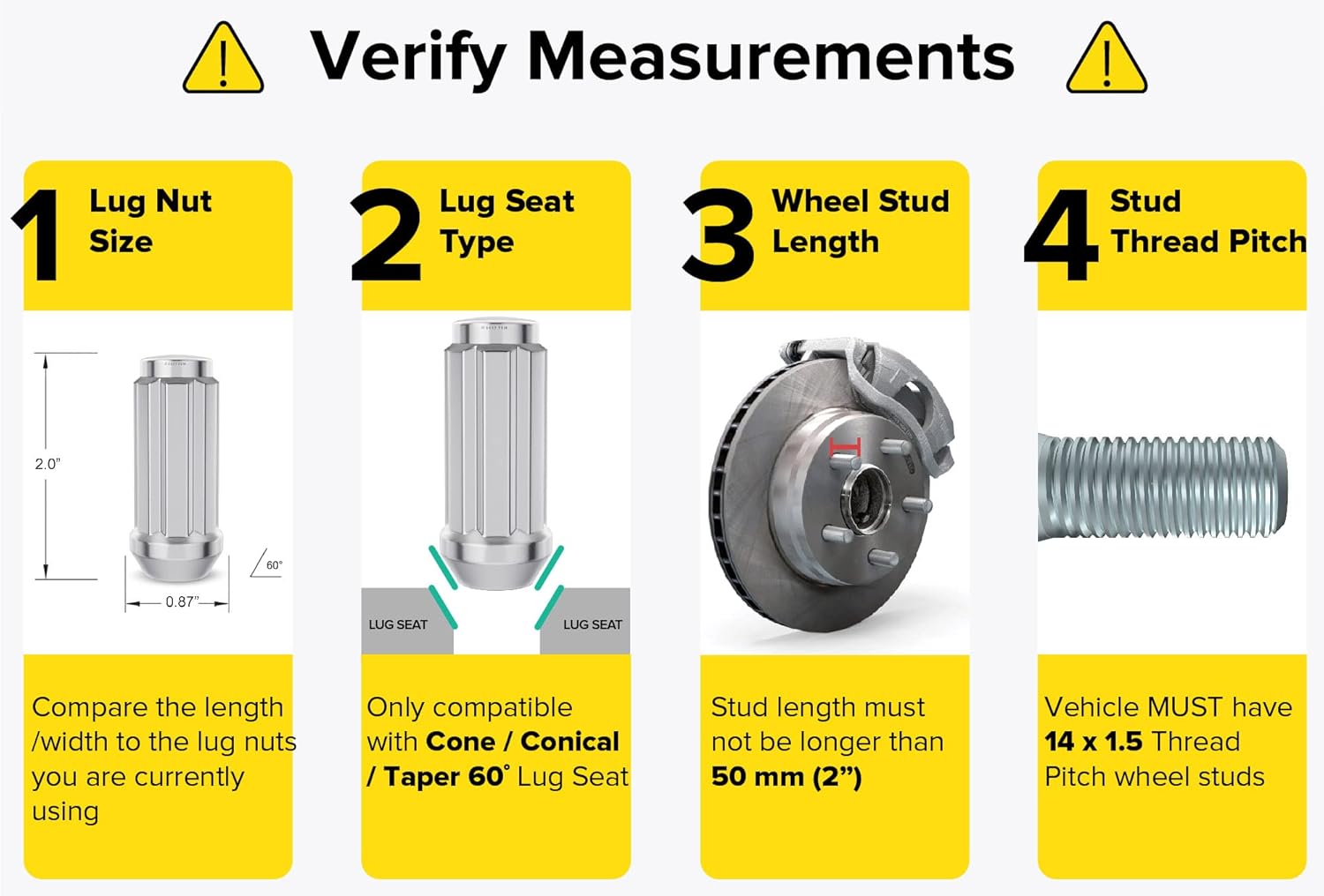 24pcs Silver Spline 14x1.5 Lug Nuts (51mm Length x 22mm Width) Bulge Cone Acorn Taper Seat - Includes 1 Socket Key Compatible with 2018+ Jeep Wrangler JL, Ford Chevy GMC Buick Cadillac
