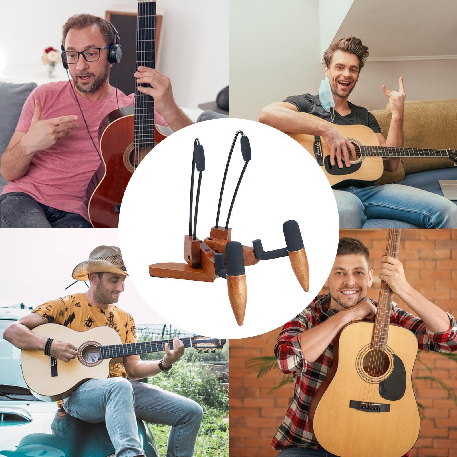 Generisch Wandhalterungen Für Gitarren – Faltbarer Instrumentenaufhänger, 1 | teilige Schwerkraftverriegelnde Halterung Für Saiteninstrumente, Metallrahmen Mit Schützender Schaumstoffpolsterung, Musikzub