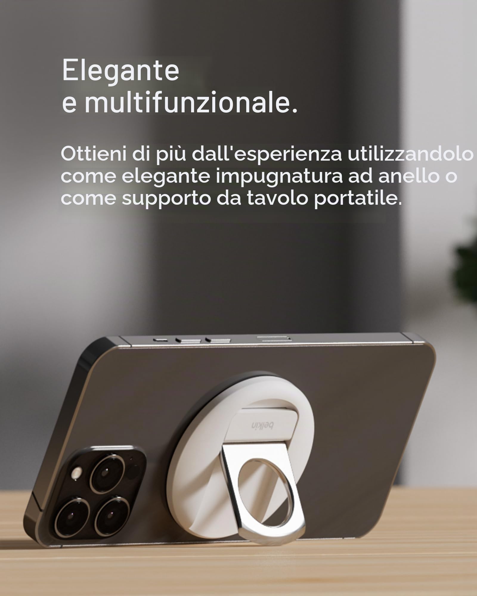 Belkin Supporto per iPhone con MagSafe per notebook Mac, iMac Pro, Studio Display, Pro Display XDR, iPhone 16, 15, 14, 13, 12 con aggancio/sgancio magnetico rapido per uso con Fotocamera Continuity