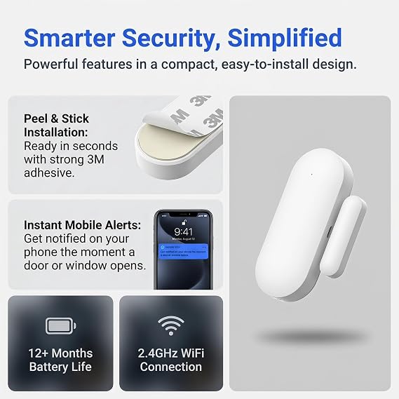 ホームセキュリティシステム、モーション検知器、ドアアラームセンサー、ヴィラ、リモート、AlexaとGoogle対応、ワイヤレスアラームシステム、4G SMS/Tuyaアプリインスタントアラート月額料金なしD-1点セット