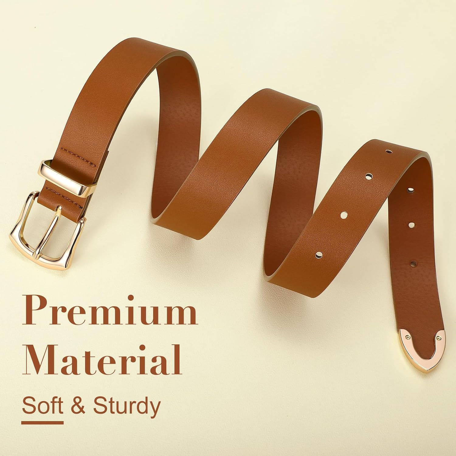 SUOSDEY Women’s Belt for Jeans Pants Dresses Leather Belt for Ladies Waist Belt with Gold Buckle image 5