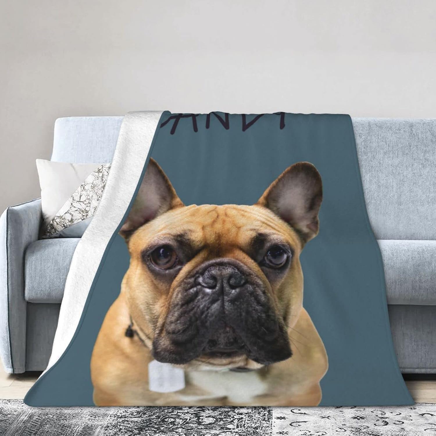 Funnylife Custom Pet Portrait Blankets 50" x 60" Personalized Dog Photo Blanket for Dog Dad & Mom Gifts for Pet Owner