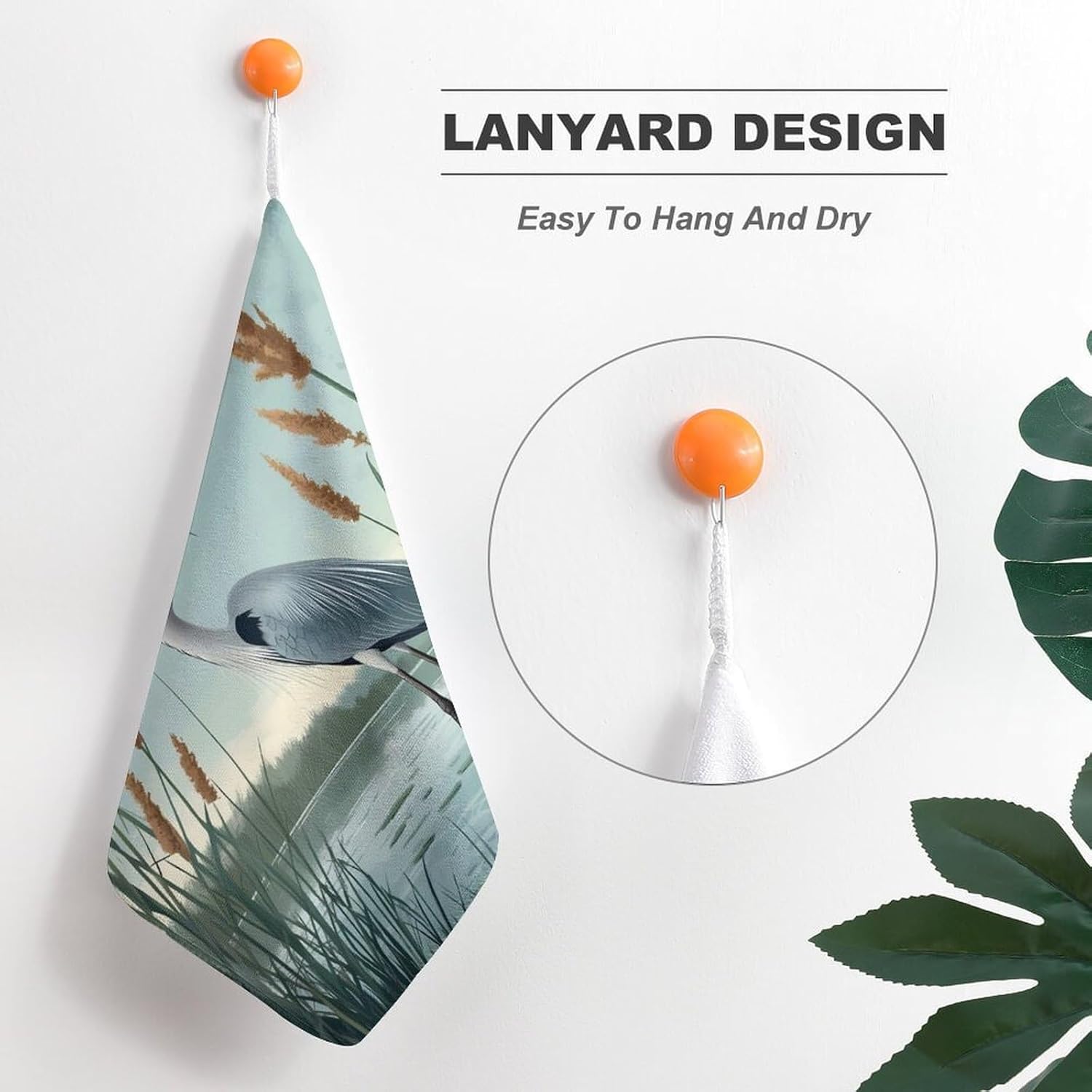 Blue Heron Towel Hand Towels Decorative Towel for Bathroom Kitchen Shower Gym 4PCS