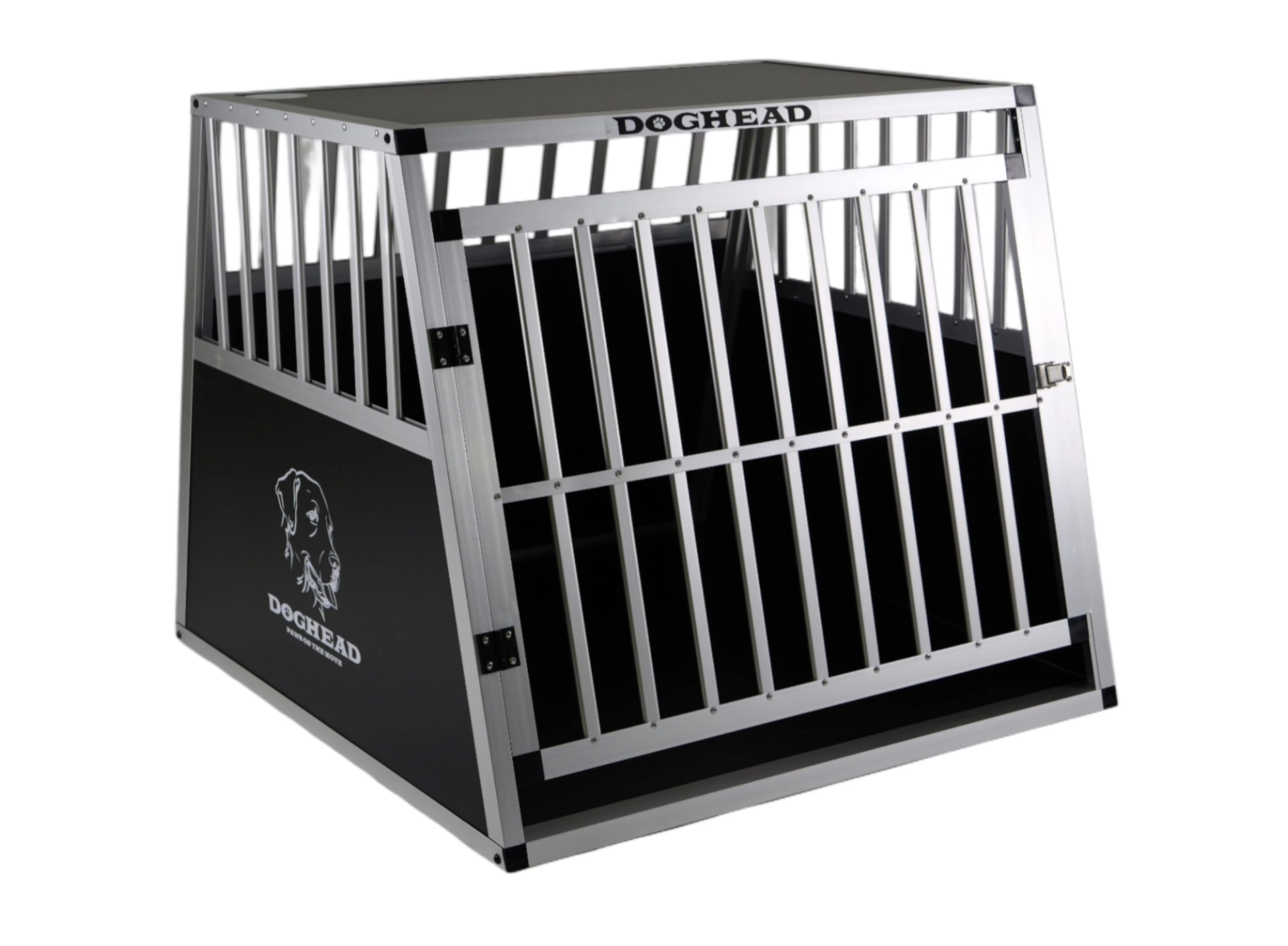 DOGHEAD Caisse de transport pour chien en aluminium - 80 x 85 x 69 cm - Écoline - Noir/argenté - Ne convient pas aux breaks