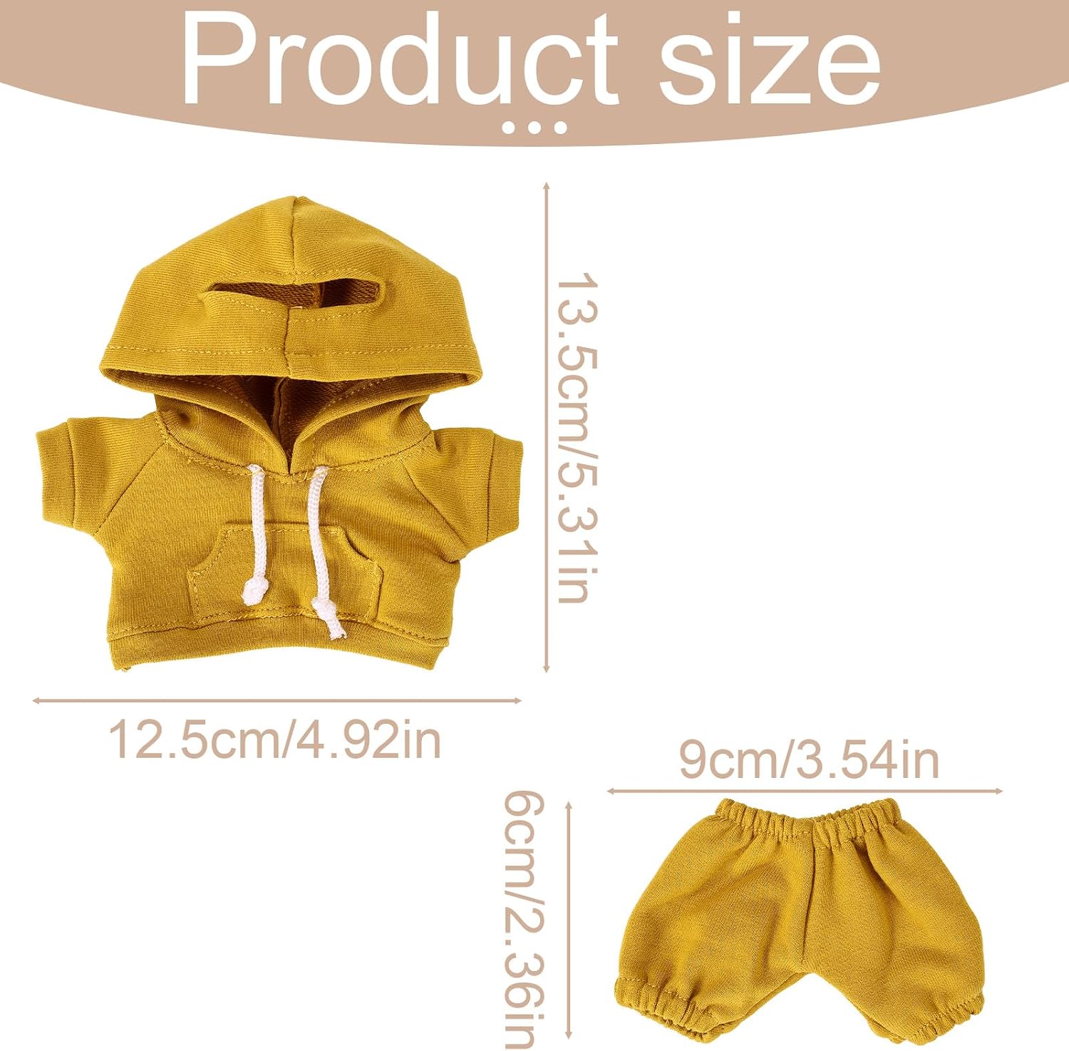 Penitue Casual Doll Clothes Set, 17cm/6.7 Inch Mini Dolls Outfit Simple Stylish Hoodie & Pants Costume Cute Clothing Accessories Collectors Decoration & Display (Gingered) image 2