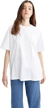 DeFacto Womens Oversize Crop Tops - Classic Basic Shirt for Women - Comfortable Oversize Shirt for Women