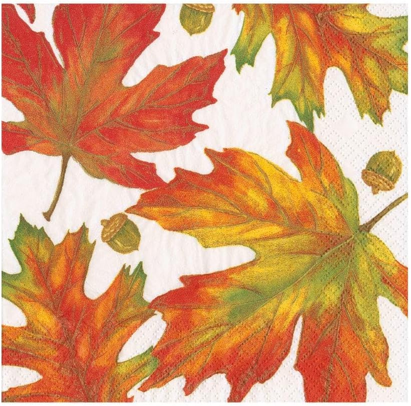 Autumn Hues White Luncheon Napkins - 20 Per Package