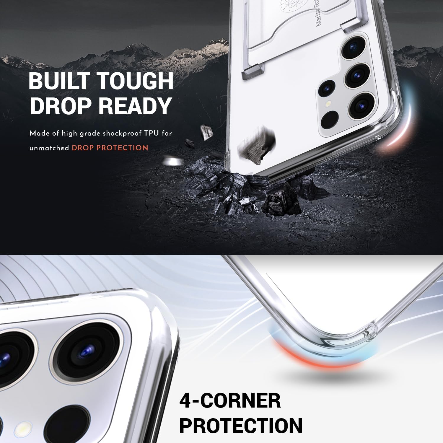 Shields Up for Samsung Galaxy S24 Ultra Case, Minimalist Wallet Case with Card Holder & Ring Kickstand/Stand, Slim Protective Shockproof Cover for Samsung S24 Ultra - Clear - Image 4