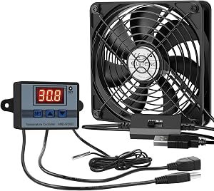 ELUTENG 120mm USB Fan with Digital Temperature Controller, 3 Speed Adjustable, 12cm Thermostat Fan for Computer/TV Box/Rou…