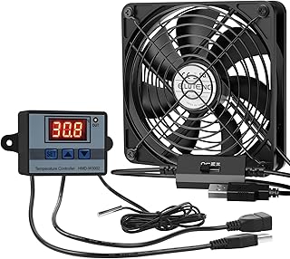 ELUTENG USB Lüfter 120mm mit Digitaler Temperaturregler, USB Ventilator 12cm Gehäuselüfter mit 3 Einstellbare Geschwindigkeiten für PS5/Laptop/TV Box/AV Schrank/Router