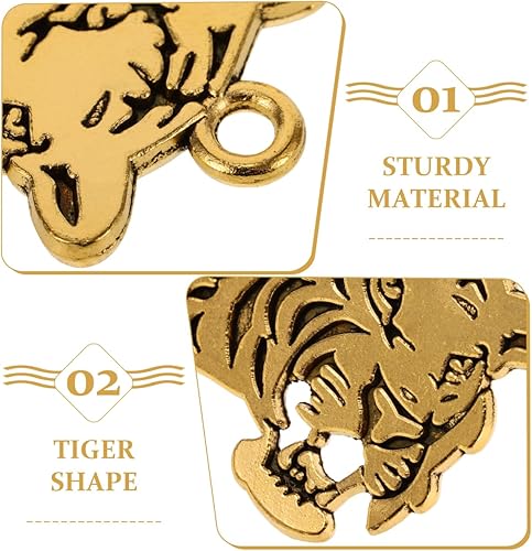 Miniatura 9 de 30 piezas de dijes de cabeza de tigre cabeza de tigre de aleación dorada, accesorios de fabricación de joyas para collares, pulseras, manualidades y