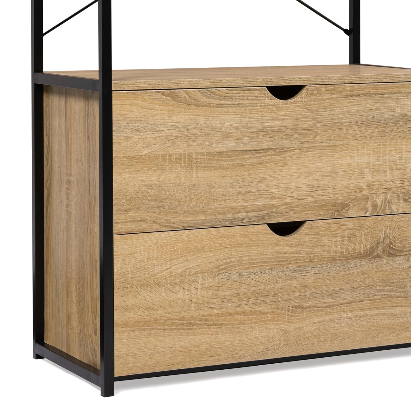IDMarket – Armario modular doble con barras para colgar, estanterías y 2 cajones DETROIT diseño industrial