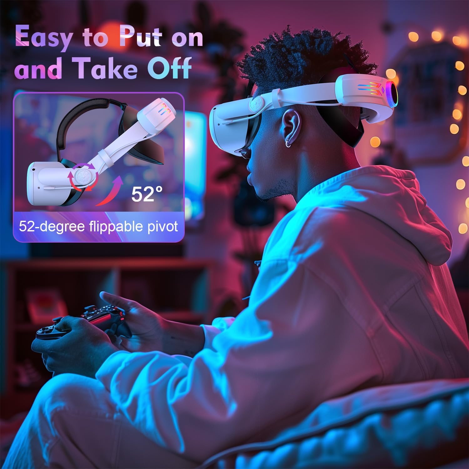Amazon.co.jp: RGBヘッドストラップ、Oculus Quest 2用12000mAh