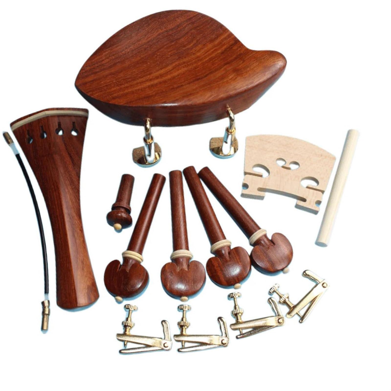 Set di Accessori Violino 1 Set Di Accessori Per Violino 4/4 In Palissandro Ponte Mentoniera Puntale Accordatore Budello Di Coda