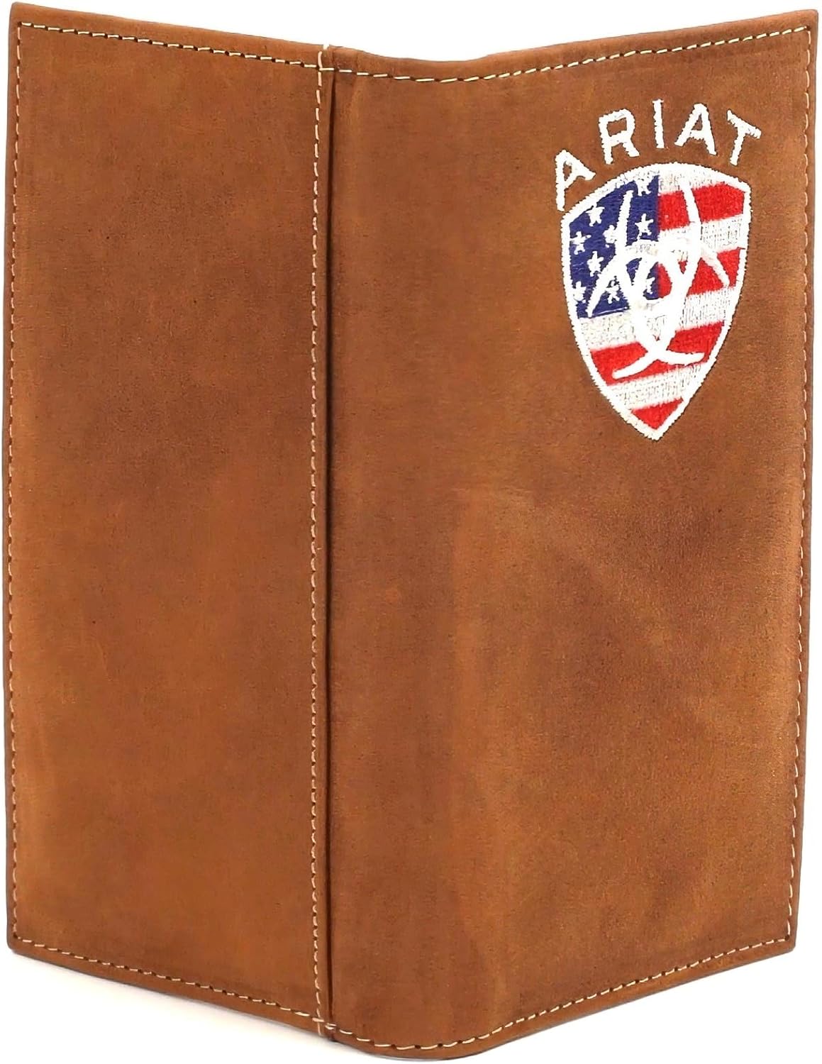 ARIAT Men's Leather Rodeo Wallet with American Flag Shield Embroidery
