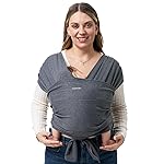 Momcozy Baby Wrap Carrier, Easy to Wear Infant Carrier Slings, Lightweight Hands Free Baby Sling, Adjustable Baby Carriers for Newborn to Toddler 8-35 lbs, Deep Grey