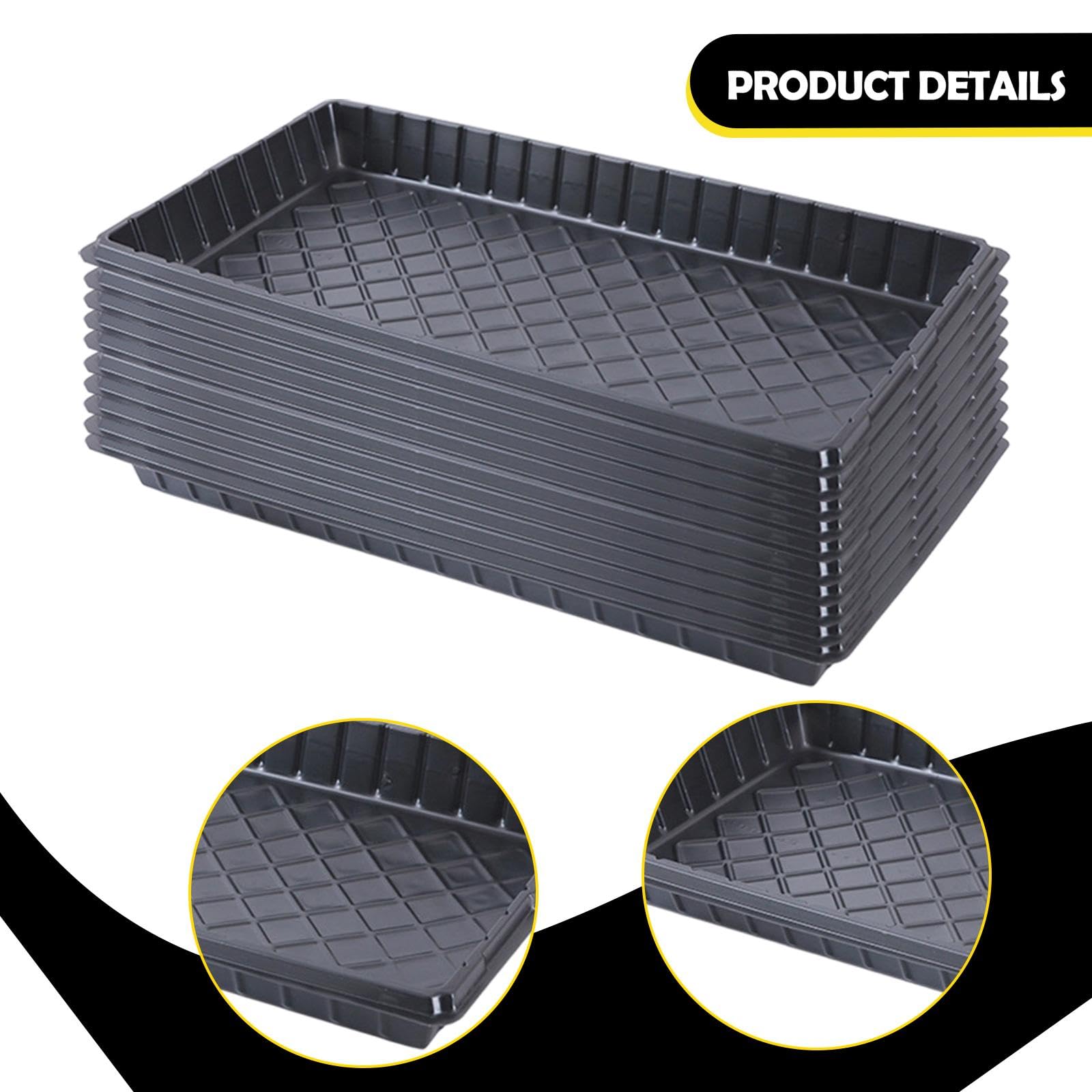 Lot de 10 Plateaux de Semis Réutilisables pour Pépinière, Bac pour Semis, Plateau de Germination, Plateaux de Culture de Graines, Plateaux de Semis de Jardinage et Intérieur, sans Trou