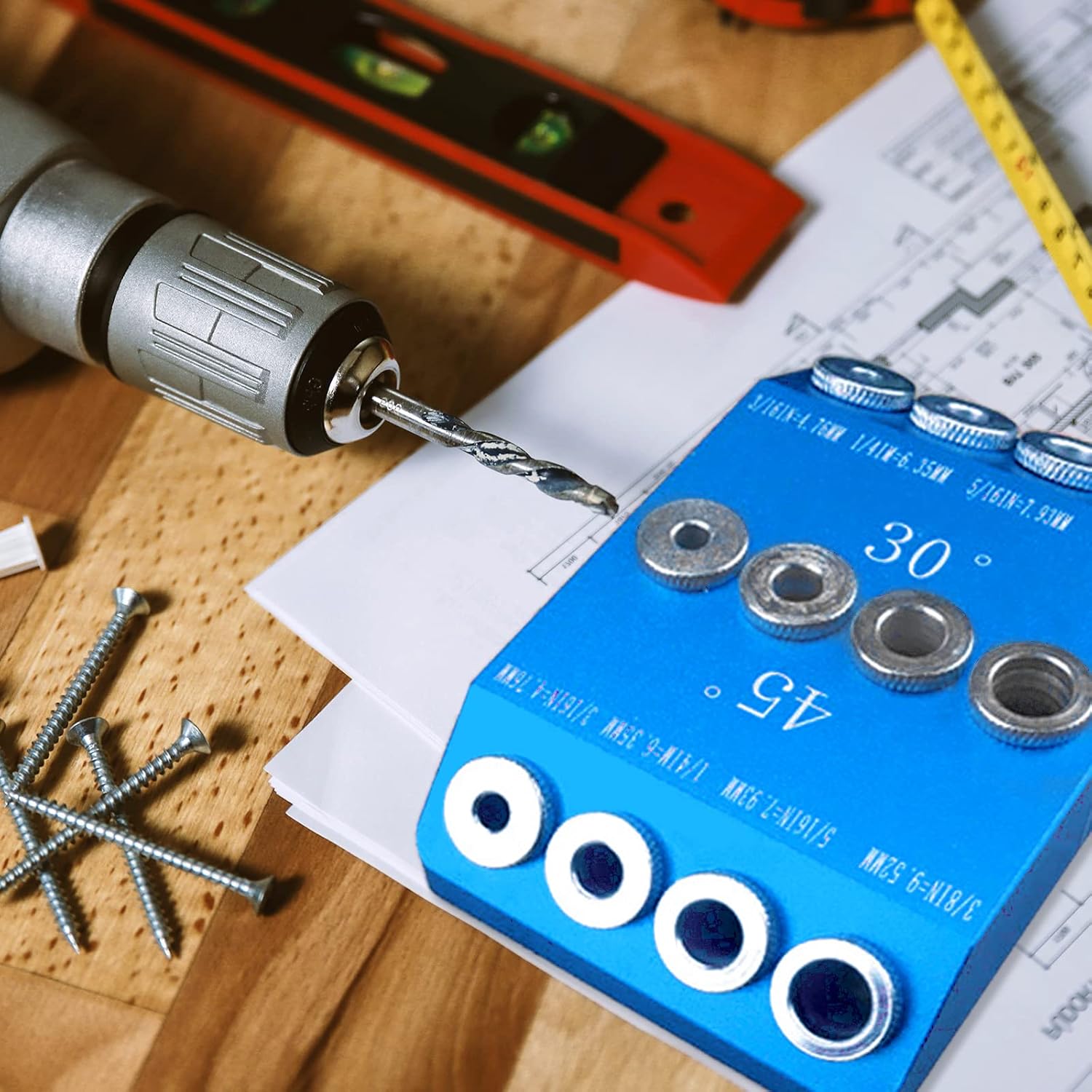 Drill Guide Jig 30 45 90 Degree Angle for Cable Railing, Drill Guides