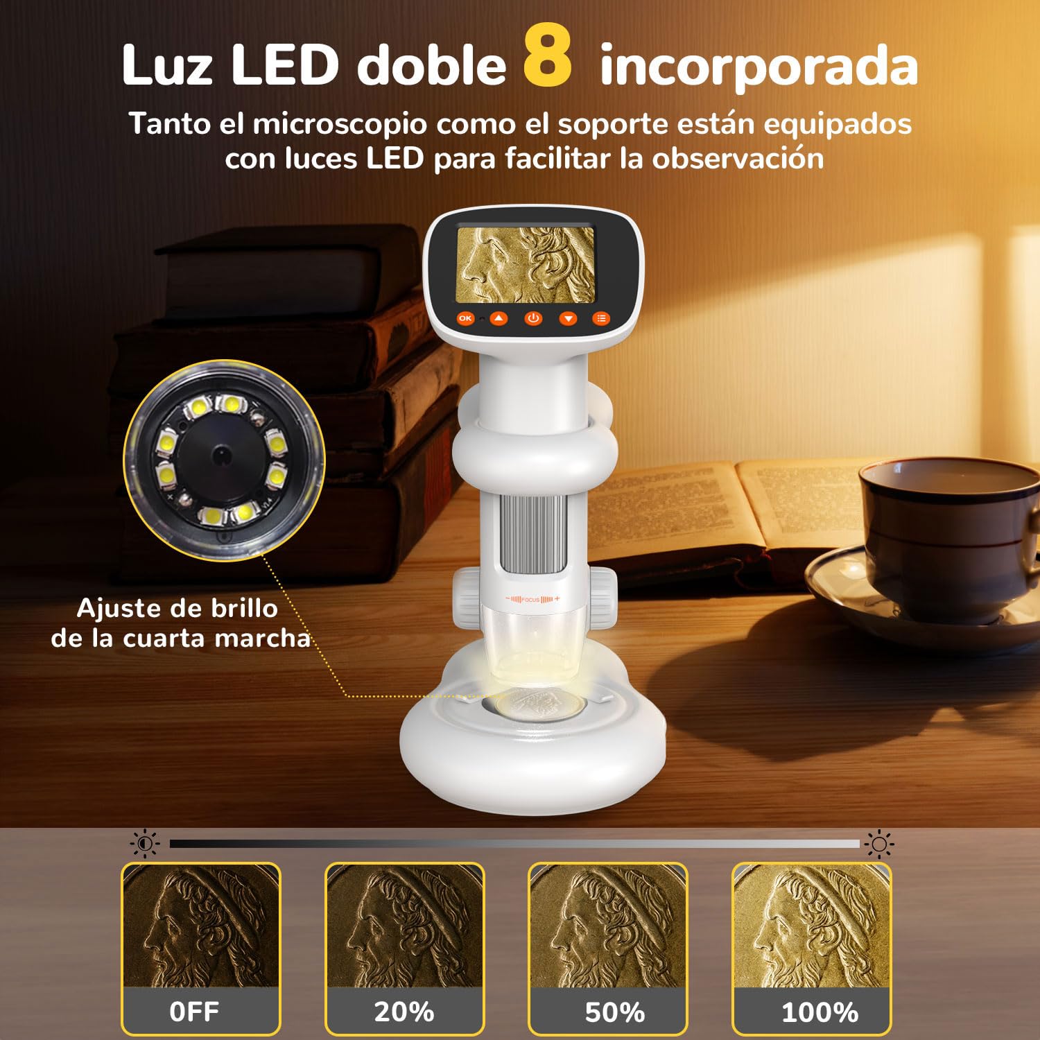 Microscope Microscopio para niños con Pantalla LCD 1000X de Gran Potencia imágenes claras de Alta definición, Cabina de Insectos única, niños, microscopio Digital portátil