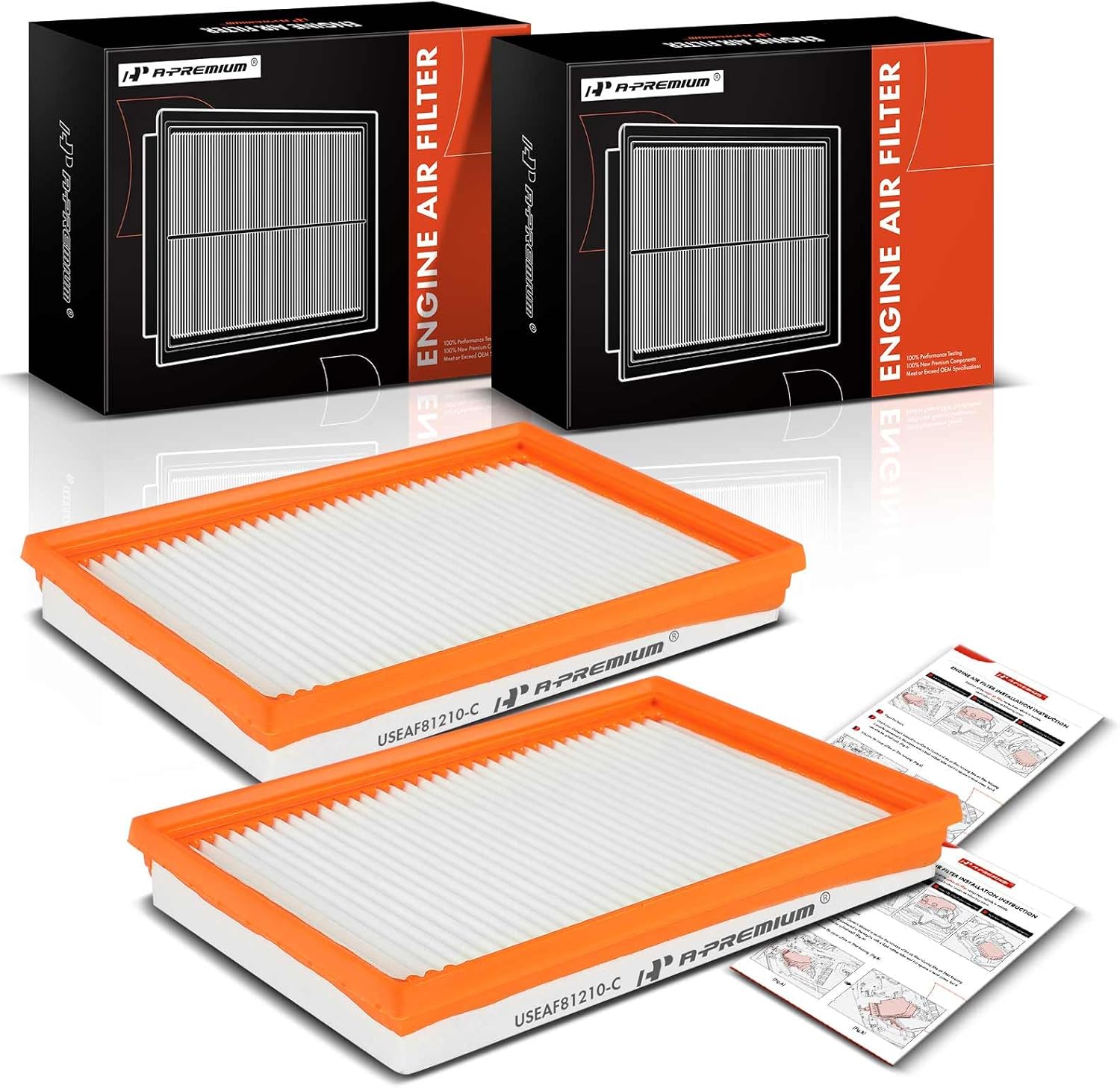 A-Premium 2-PC Engine Air Filter Compatible with Kia Sportage 1995-2002, Replace# 0K01113Z40