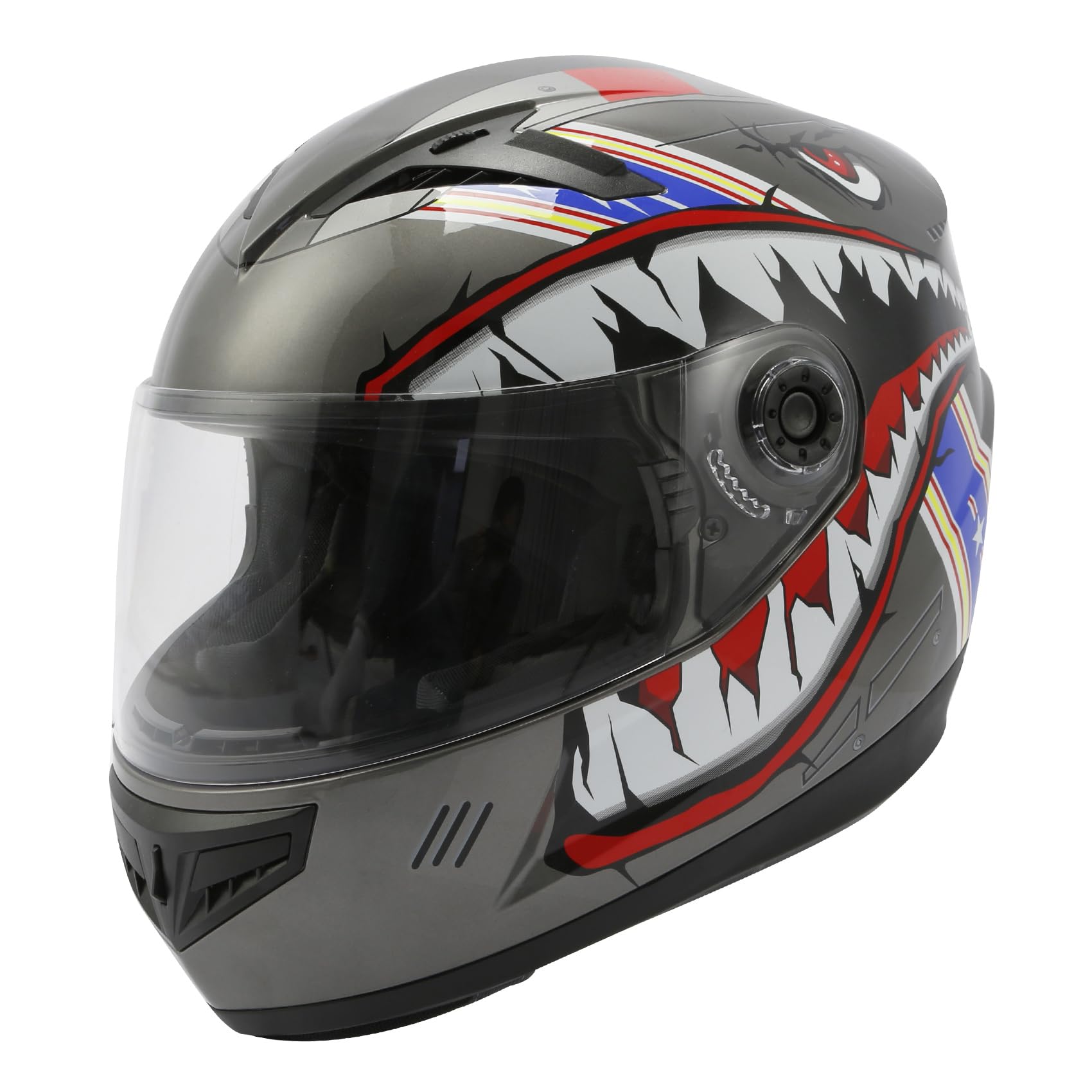 DOT Youth Helmet Off-Road Motocross Full Face Helmet ATV Dirt Bike Racing for Youth Child Kids Big Shark Mouth Pattern