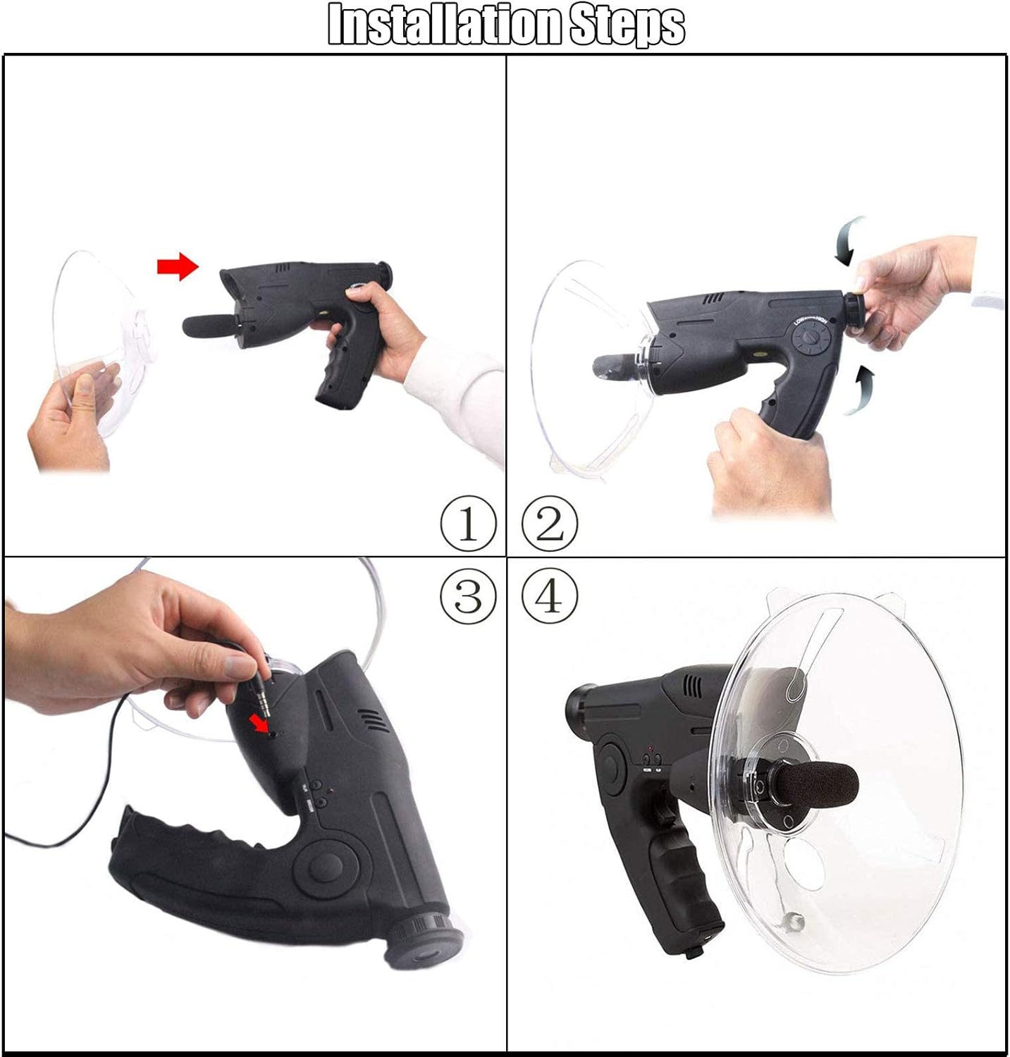 Parabolic Microphone Monocular, Sound Amplifier Ear Bionic Listening Device, Up to 300 FT 8X Magnification for Birds Listening Telescope