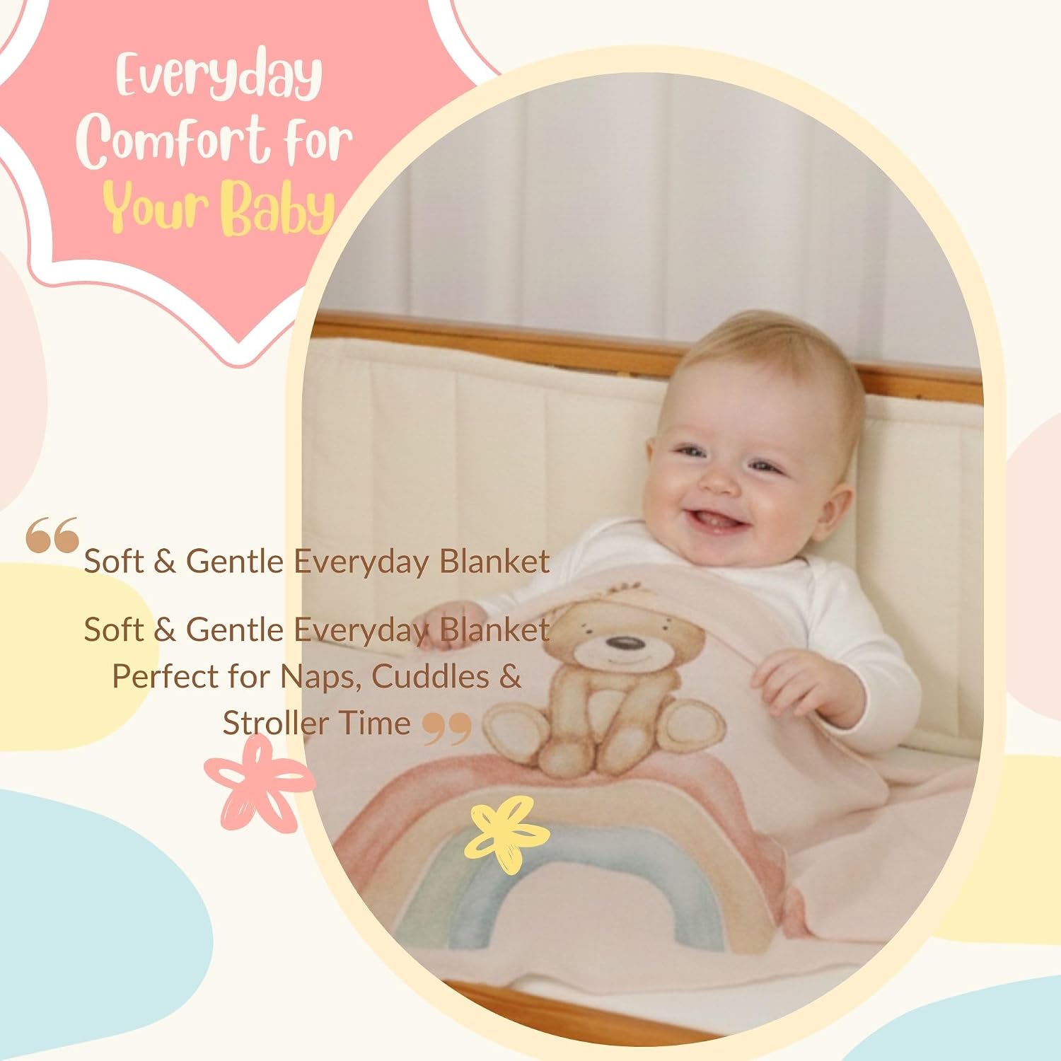 Wonders 100% Cotton Double Gauze Baby Blanket – Lightweight & Breathable All-Season Baby Blanket, Soft Muslin Feel, Made in Korea, 35 x 43 Inches (Bear)