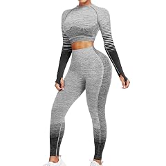 JOYMODE Workout Sets for Women 2 Piece High Waist Seamless Leggings and Crop Top Yoga Outfit