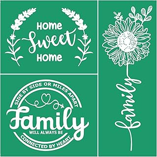 JAJADO Home Sweet Home Silk Screen Stencils Family Chalk Paste Transfers Farmhouse Stencils Reusable Screen Printing Stencils for Painting on Wooden Front Porch Sign, Canvas, Wall DIY Home Decor